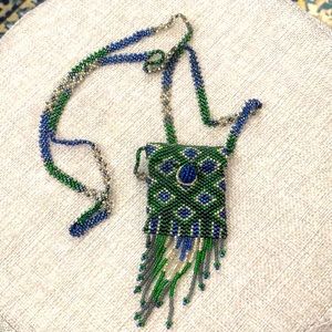 Hand Beaded Pouch Necklace